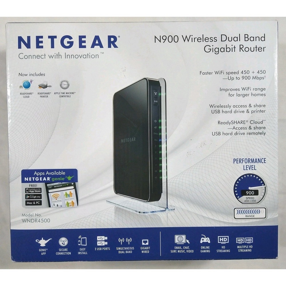 **NEW & Factory Sealed** Netgear N900 450 Gigabit Router WNDR4500 WiFi